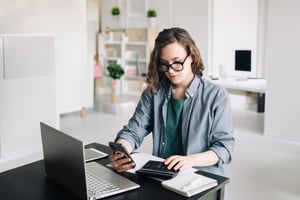 Employee reviewing workplace benefits at home